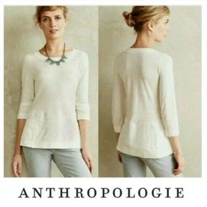 Moth by Anthropologie "Breeze Point" Ivory White Pullover Sweater with Pockets